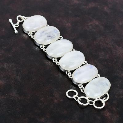 Rainbow Moonstone Bracelet Unique Gemstone Jewelry 925 Sterling Silver Bracelet Adjustable Chain Bracelet Handmade Boho Jewelry Gift For Mom