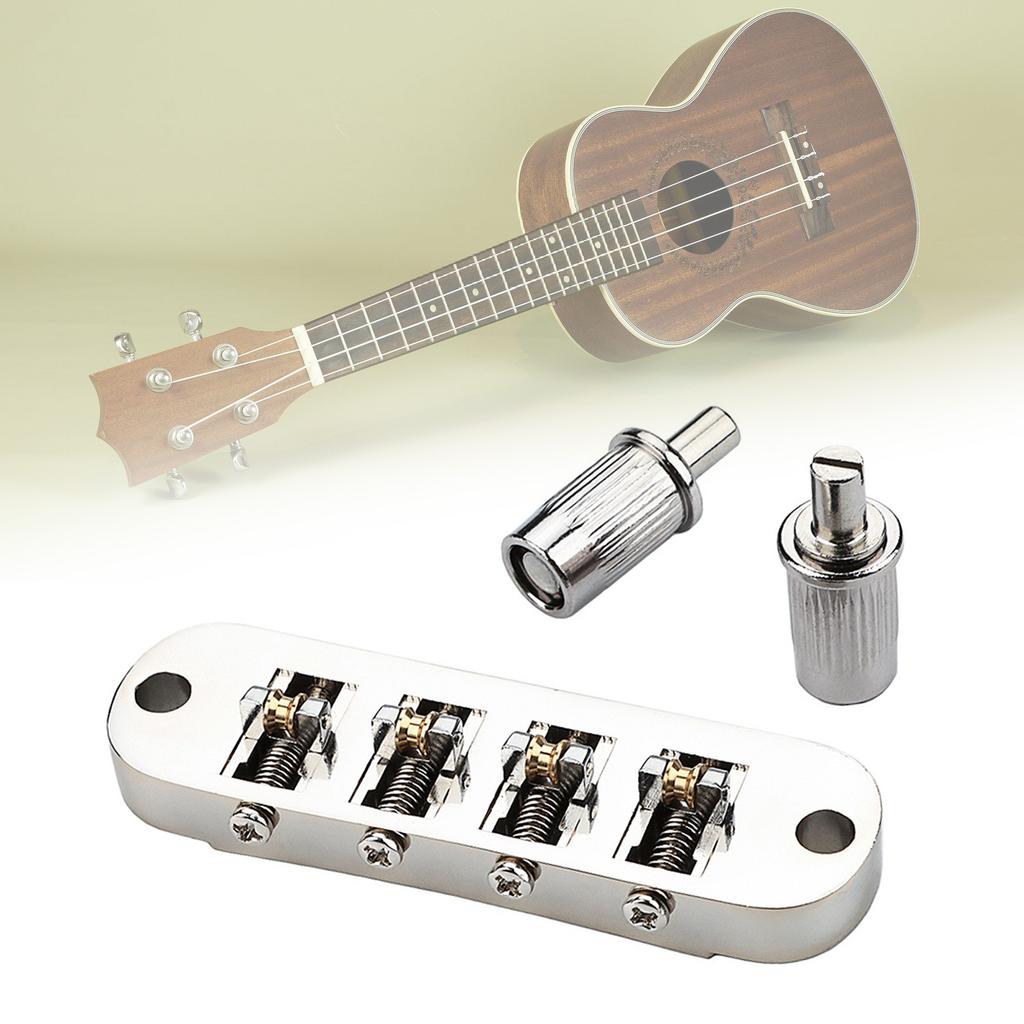 4 String Guitar Bridge Replacement Roller Saddle Guitar Bridge Tailpiece Electric Guitar Bridge Easy To Install