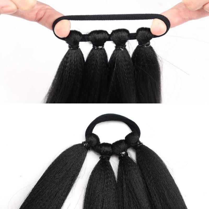 Extensiones de cabello de cola de caballo trenzadas sintéticas, peluca rubia Natural, envoltura larga alrededor de cola de caballo con banda de goma