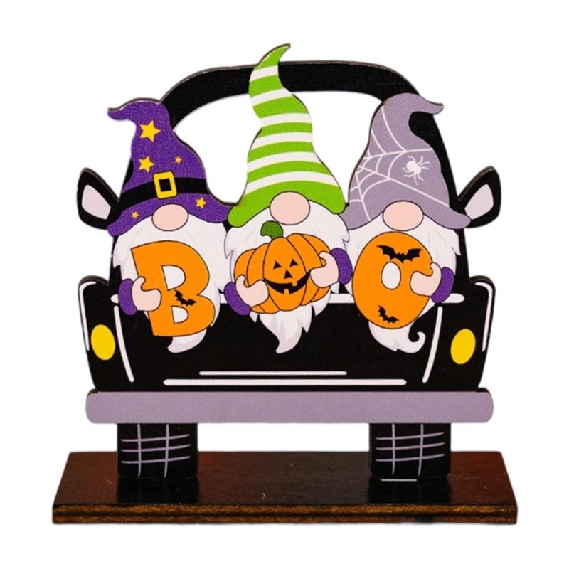 

Handmade Wood Car Dashboard Figurine Halloween Gnomes Boo Theme Unique Gift For Car Interior Decoration светло-желтого