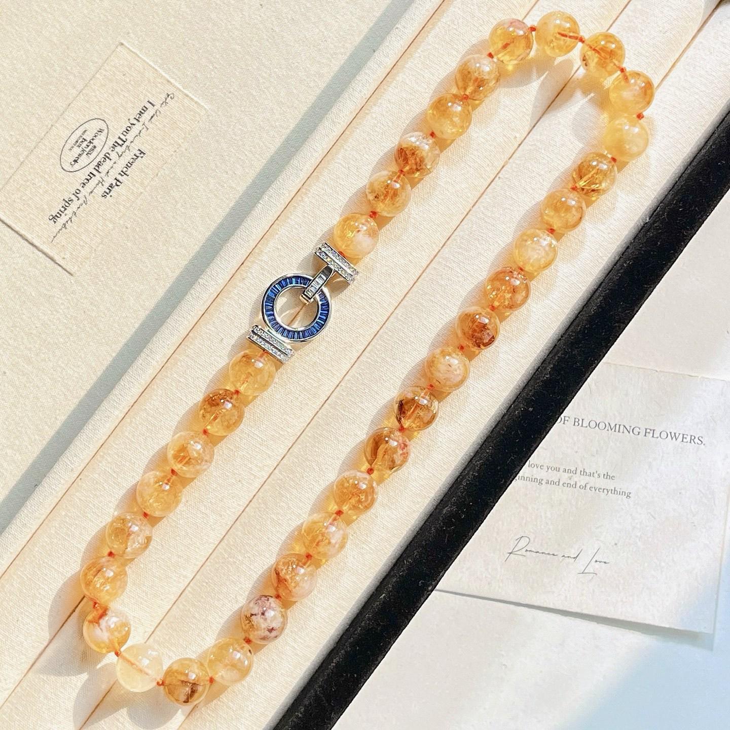 12Mm Natural Citrine Citrine Design Necklace Clavicle Chain Sweater Chain