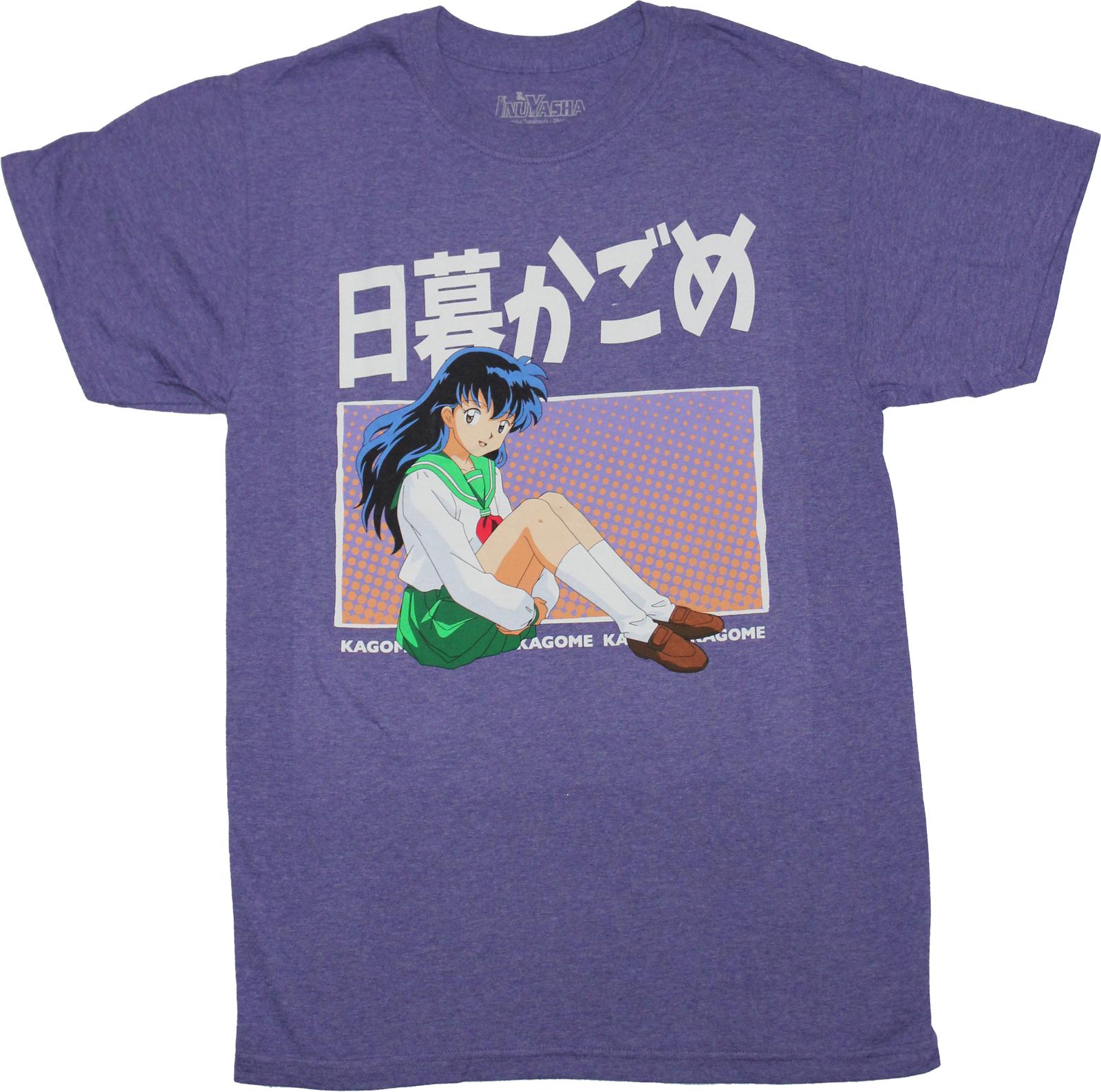 Inuyasha New Adult T-Shirt - Kagome Sitting Under Kanji L