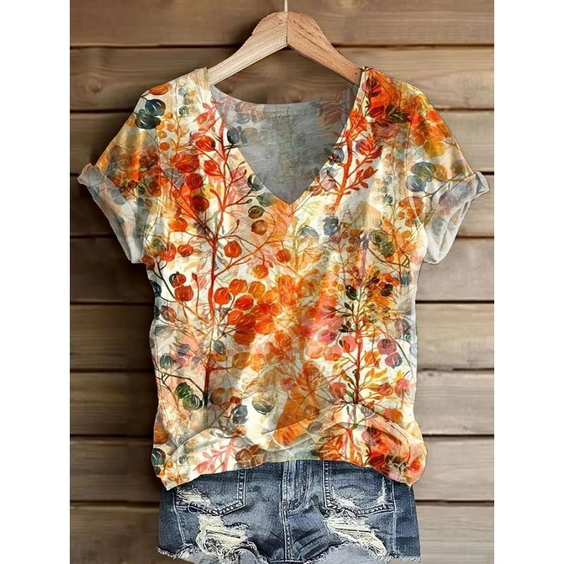 

Fashionable Women s V-neck Casual Short Sleeved T-shirt,Rretro Sports Style Casual Sportswear 5XL