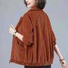 Spring Autumn Thin Casual Jacket Women's Corduroy Jacket Short Small Top Loose Casual Plus Size Jacket for Moms