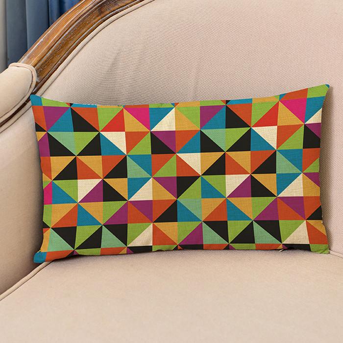 Nordic 30x50cm Geometry Style Cotton Linen Waist Cushion Cover Lattice Stripe Rectangular Sofa Decorative Throw Pillows Cover
