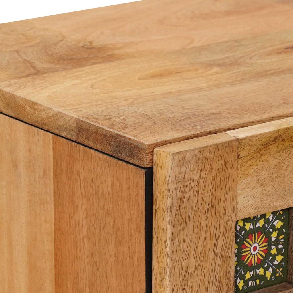 Highboard with Storage Natural Finish 40 x 33 x 110 cm Solid Mango Wood