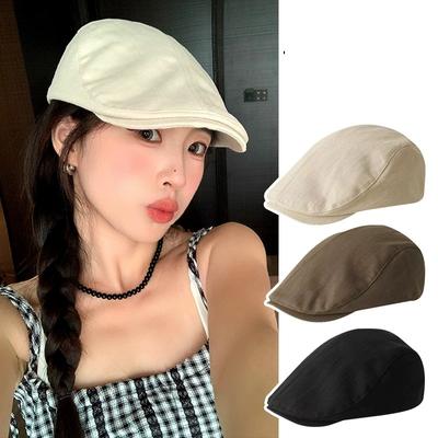 British Style Newsboy Hat with Large Head Circumference Trendy and Versatile for Couples Reversible Baseball Cap