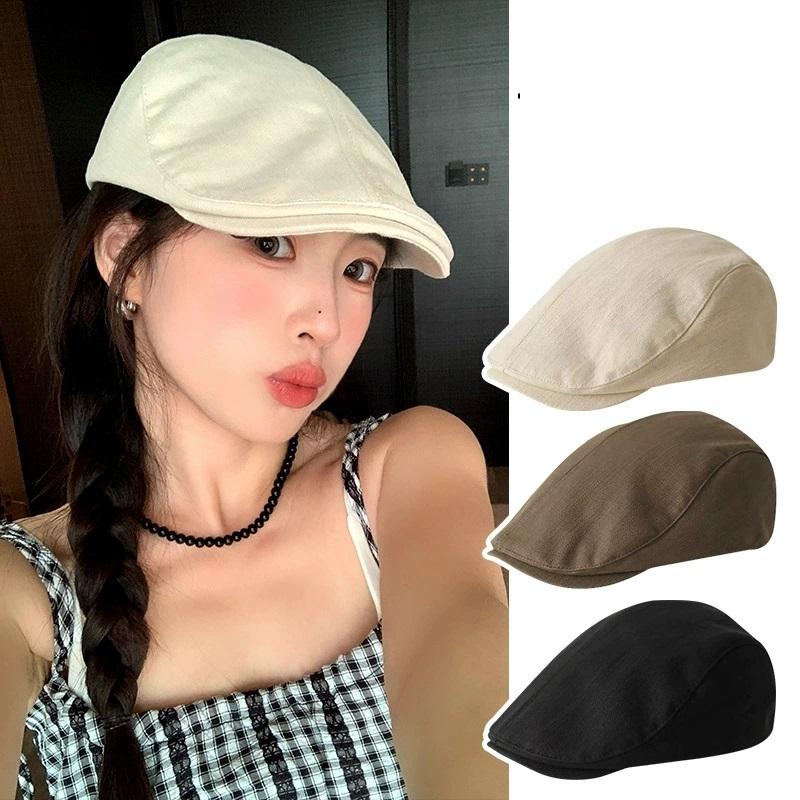 British Style Newsboy Hat with Large Head Circumference Trendy and Versatile for Couples Reversible Baseball Cap