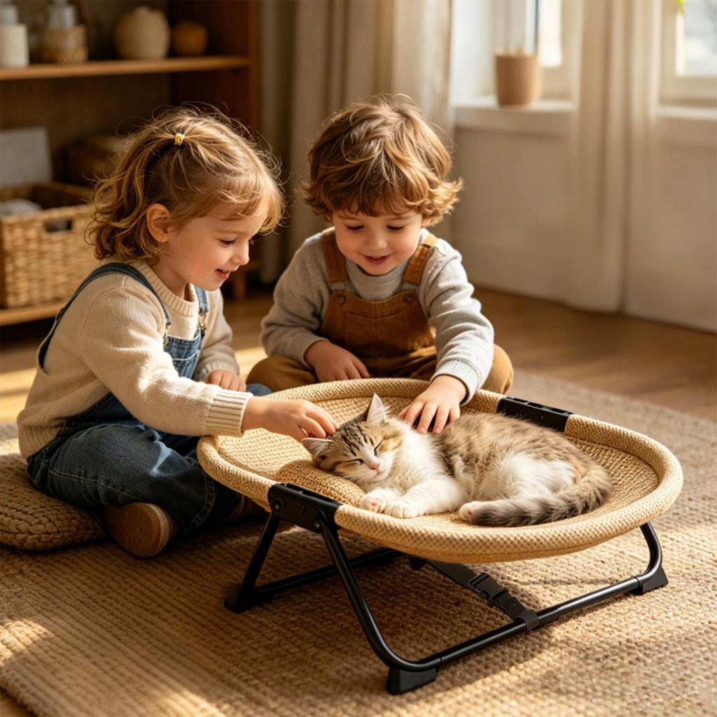 Elevated Cat Bed Foldable Soft Hammock Indoor Camping Cat Cot Beds For Small Medium Kitten Puppy Indoor Outdoor Home Garden
