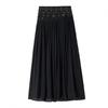Y2k Vintage Temperament Lace Mesh Pleated Women Skirt High Waist Gothic Bow Slim Bandage A-line Long Skirts Chic Harajuku Faldas