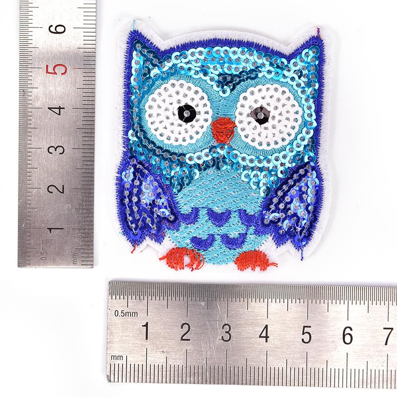 Owl Sequins Iron On Patches Sew-on Embroidered Motif Applique For Clothing KjETR Owl Sequins Iron On Patches Sew-on Embroidered Motif Applique For Clothing KjETR