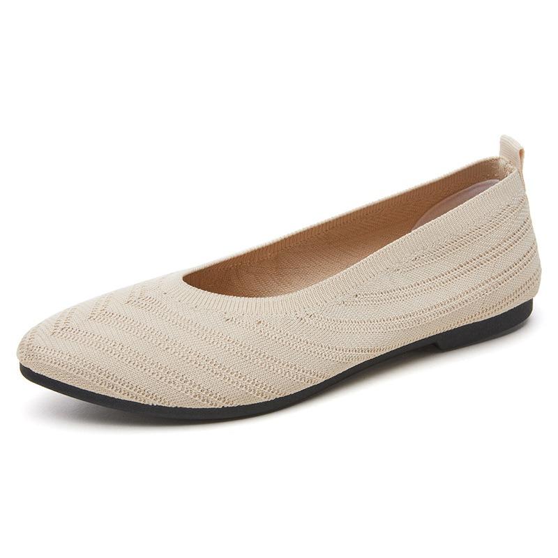 Shoes Women's Summer Solid Color Pointed Flat Bottom Women's Shoes Casual Breathable Women's Hollow Cloth Shoes Not Tired Feet Single Shoes