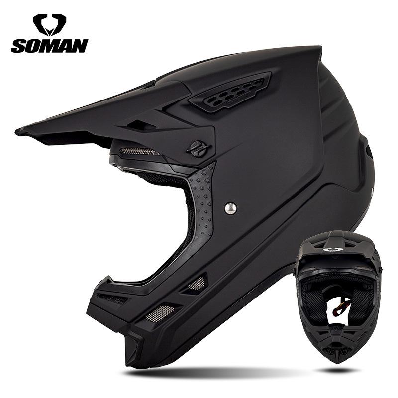 

New SOMAN Motorcycle off-road helmet, motorcycle helmet for men and women, outdoor mountain biking rally helmet DOT Authentication XXL матовий чорний колір