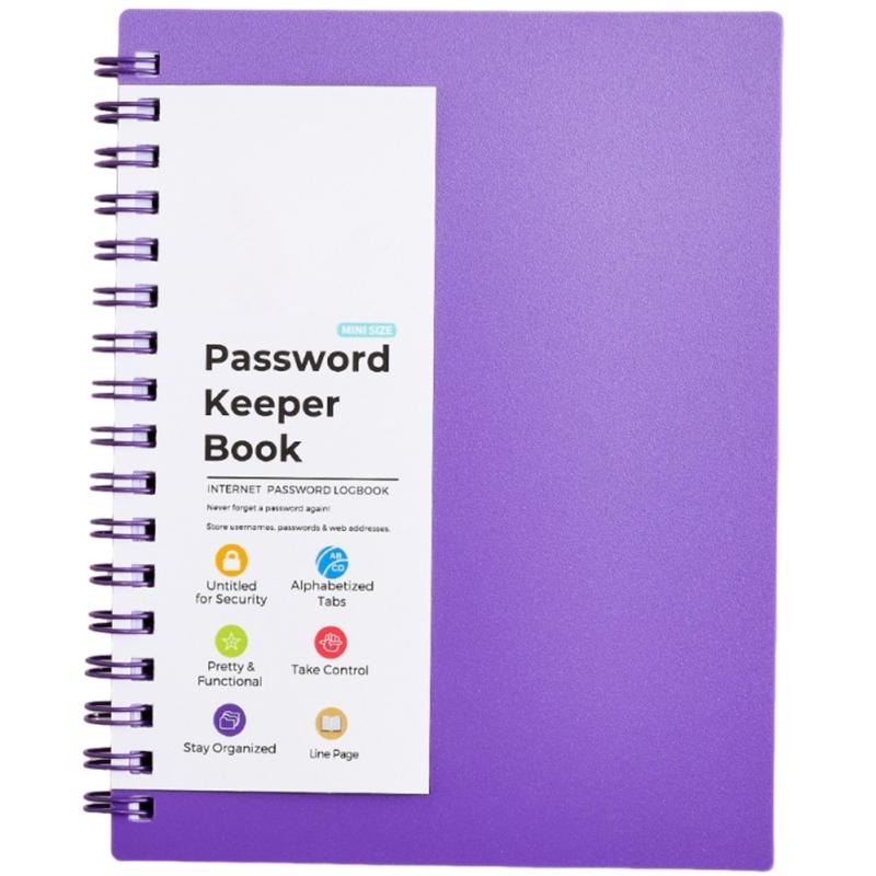 

A6 Spirals Notebook Password Book Address Book with Alphabets Index Diary Writing Pad Office School Supplies for Home фіолетовий