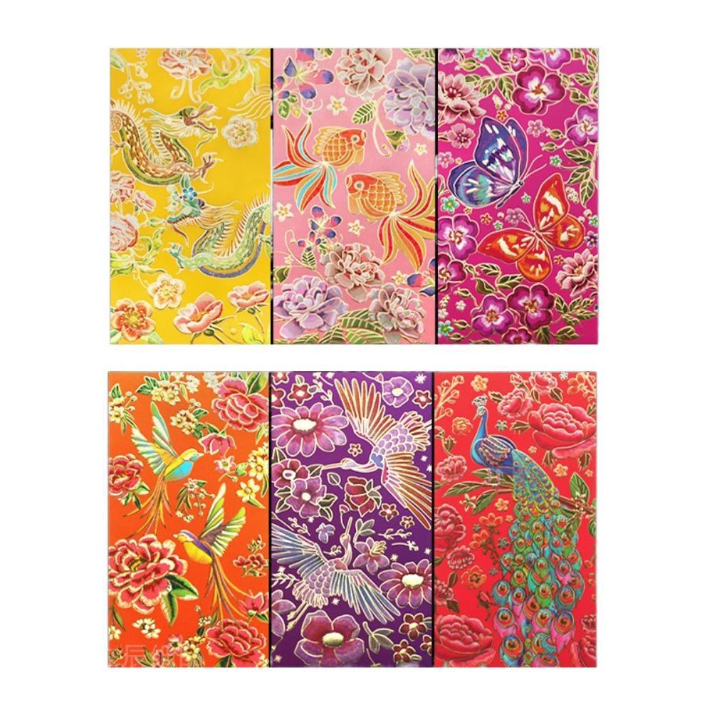 6PCS Vintage Luck Money Envelopes Chinese Style Money Pocket New Year Red Envelope Spring Festival