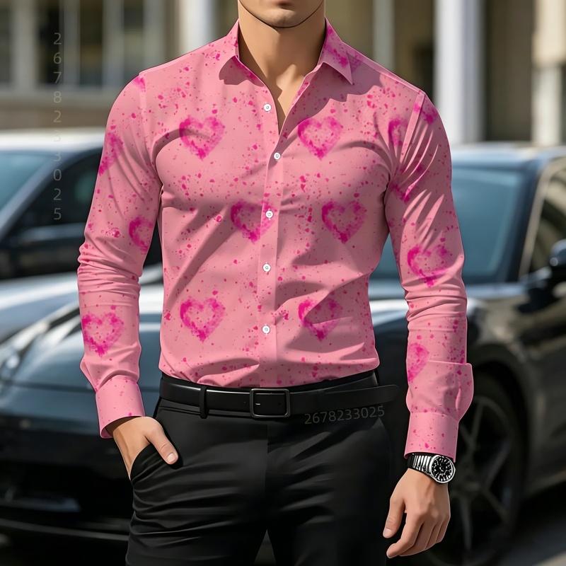Street style men's shirt, personalized printed shirt, black base floral slim fit long sleeved business casual versatile top