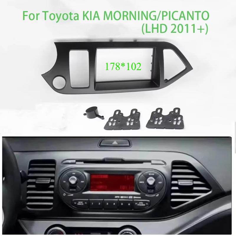 2DIN Stereo Dash Panel Plate Trim Kit Cover Car Radio DVD Player Fascias Frame For KIA MORNING/PICANTO LHD 2011+