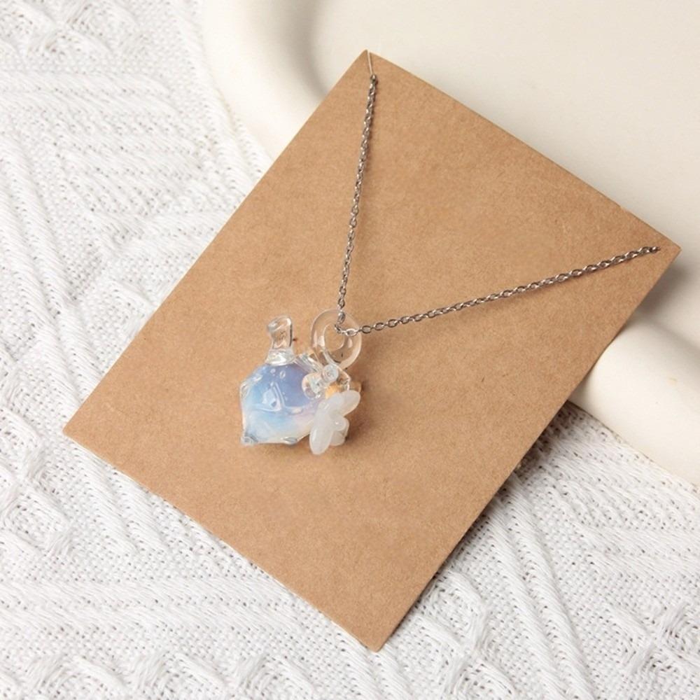 Punk Transparent Heart Pendant Necklace Handmade Glass Coloured Glaze Chain Choker  Gift