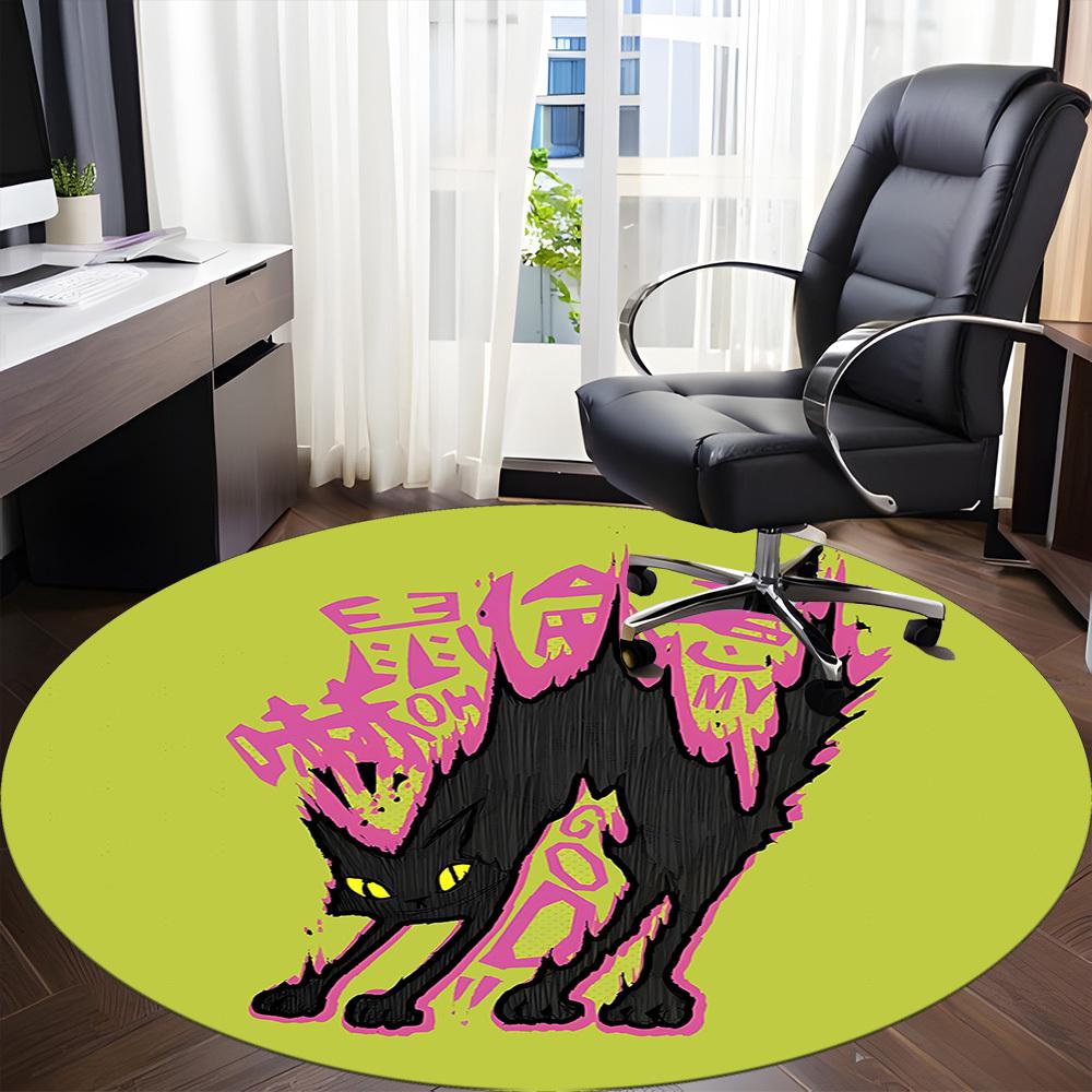 1pc Cat Artwork Office Round Area Rug, Mat Suitable For Office, Under Office Chairs Bedroom Living Room Home Decor, Room Deco