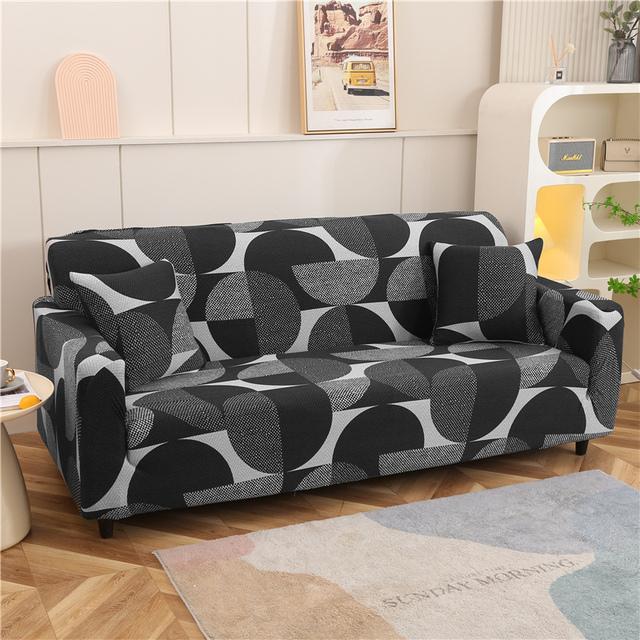 1 /2 /3 /4 Seater Geometry Sofa Cover Stretch Spandex L Shape Sofa Covers Cartoon Chaise Longue Couch Slipcover Furniture Protector
