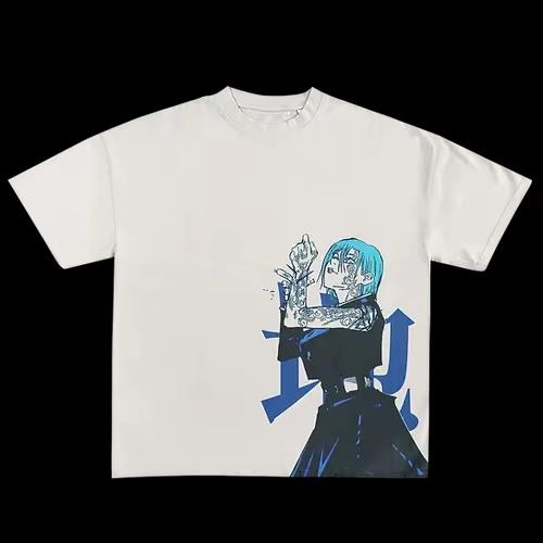 

Японское аниме Графический принт Осень Чистый хлопок Мужская и женская футболка Короткий рукав Уличная мода Тренд Одежда 4XL