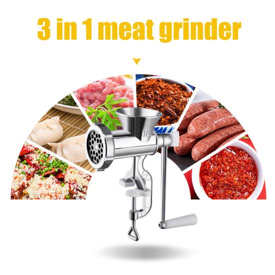 3-in-1 Manual Meat Grinder with Sausage Stuffing Tube Table Clamp Meat Grinder Hand-cranked Mincer Home Meat Processing Tool