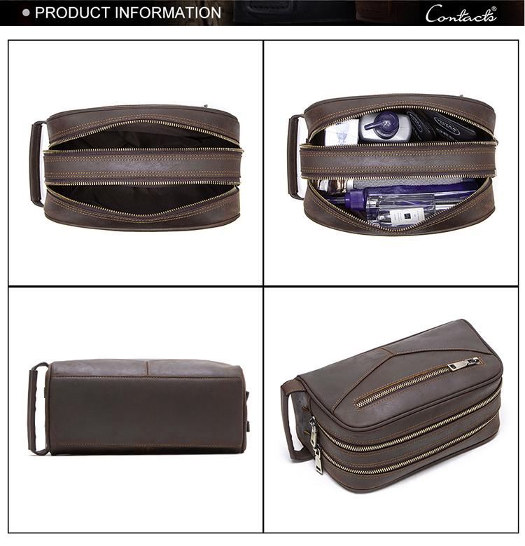 CONTACT'S Taštička na kosmetiku z pravé kůže ve vintage stylu pro muže, kosmetická taštička, cestovní taštička, pánská toaletní taštička, taštička na mytí