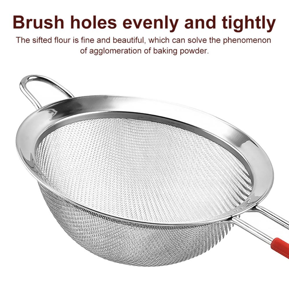 Mesh Silicone Handle Strainer Stainless Steel Powder Sieve Sifting Tool Flour Sifter Filter Spoon