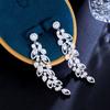 Light Luxury Long Earrings Temperament Zircon Super Flash Fringed Leaf Earrings Banquet Dress With Accessories
