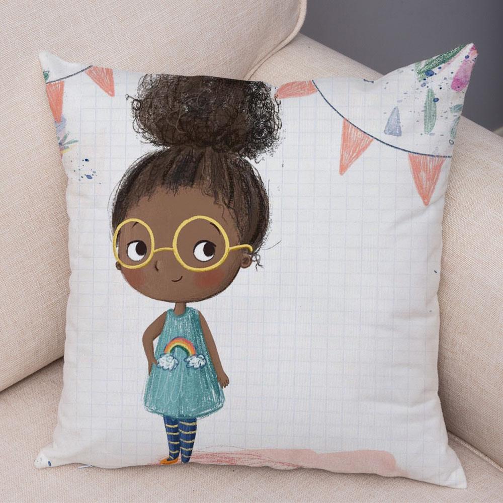 Super Soft Plush Pillow Case for Sofa Home Watercolor Cartoon Girl Cushion Cover Decor Fairy Tale World Lovely Child Pillowcase