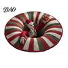 Holiday Party Floor Covering Round Christmas Rug, 39" Imitation Cashmere Santa Snowflake Pattern, Pattern Rug Area for Home Living Room Bedroom Decor