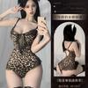 Sexy lingerie leopard print one-piece erotic lingerie women's passion hot pure lace deep sexy suit