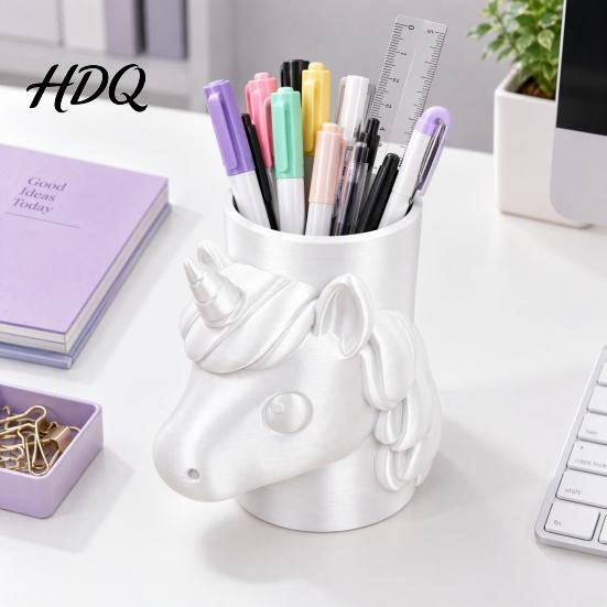 Cute Desktop Organizer for Pencils 3D Printed Unicorn Pen Holder Large Capacity Paintbrushes Multipurpose Cosmetic Brush and Makeup Brushes