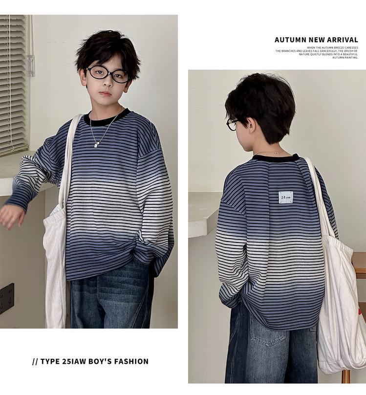 Felpa con maniche lunghe, girocollo, tie-dye a righe per ragazzi - Moda Autunno 2025
