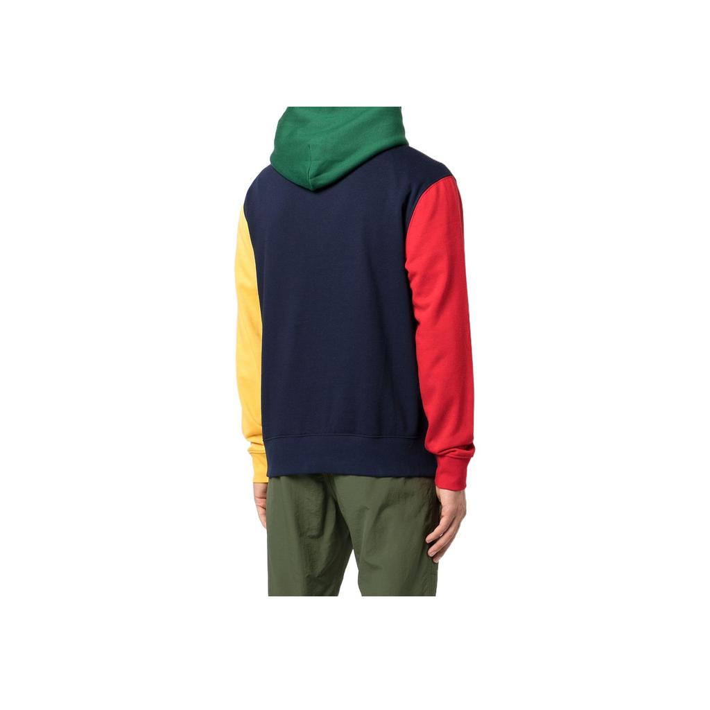 Polo Ralph Lauren FW22 Bluza męska z kapturem i długim rękawem, luźny krój, proste nogawki, nadruk kreskówkowego misia w blokach kolorystycznych, niebieska 710853351-003