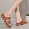 Dámské jednoduché klínkové sandály, letní sandály s ležérním výřezovým designem, pohodlné nazouvací platformové boty