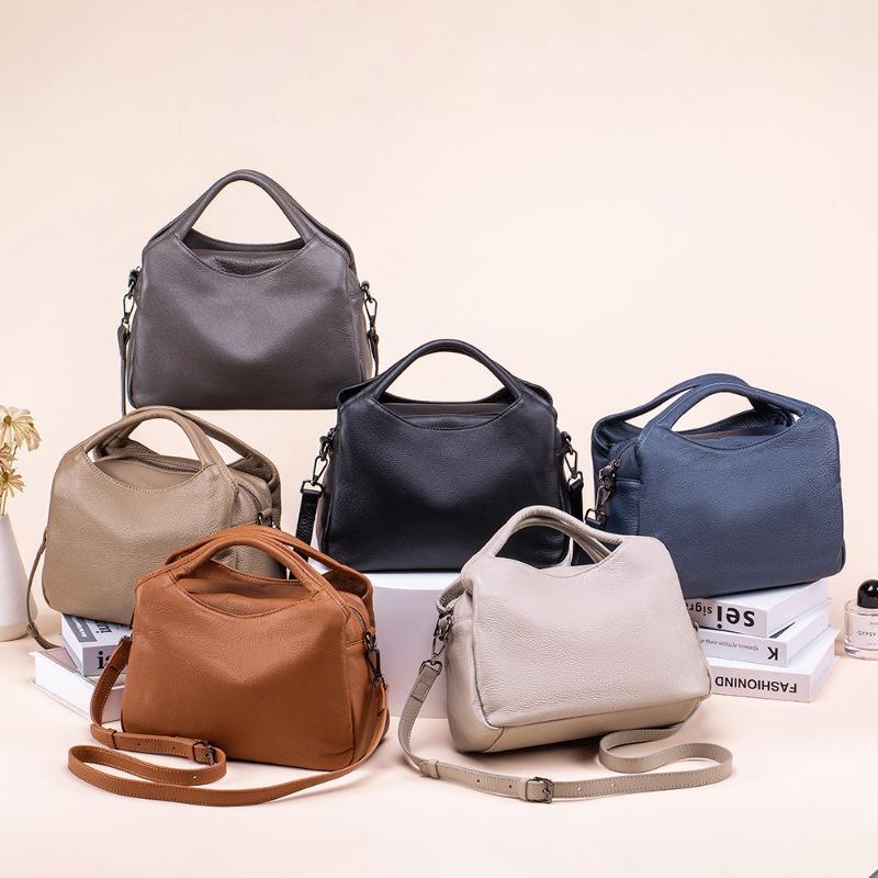 New leather large-capacity casual women's bag soft leather texture portable shoulder bag simple Korean version messenger bag versatile