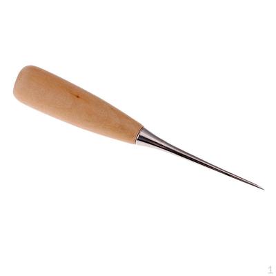 Wooden Handle Awl Leathercraft Stitching Sewing Leather Tool Crafts