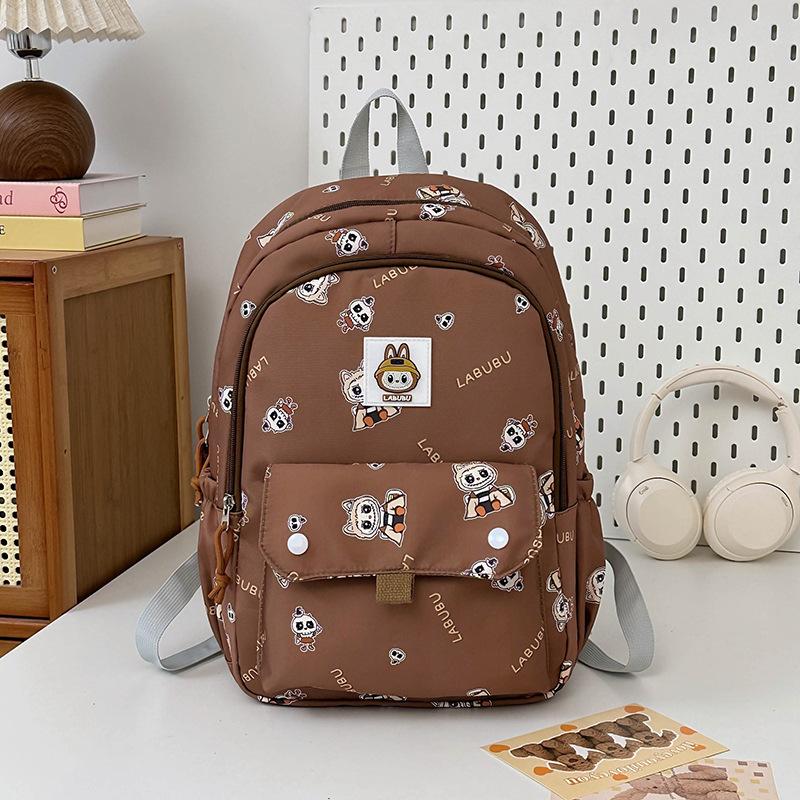 

Schoolbag Cartoon backpack for women s senior sense 2025 new large-capacity junior high school students cute Small темно-коричневого кольору