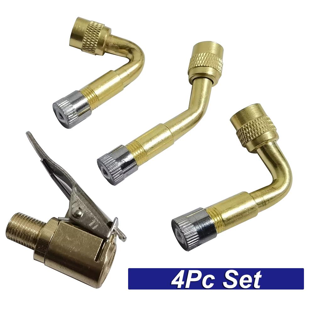 4Pc Inflator pump adapter extension tube tire inflation extension tube Valve set Motorcycle car inflation pump 135 90 45 degree