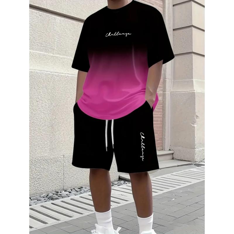 Men's Fashionable Casual Short Sleeved Shorts 3D Set Suitable for Outdoor Street Wear, the Best Choice for Machine Washable Gifts