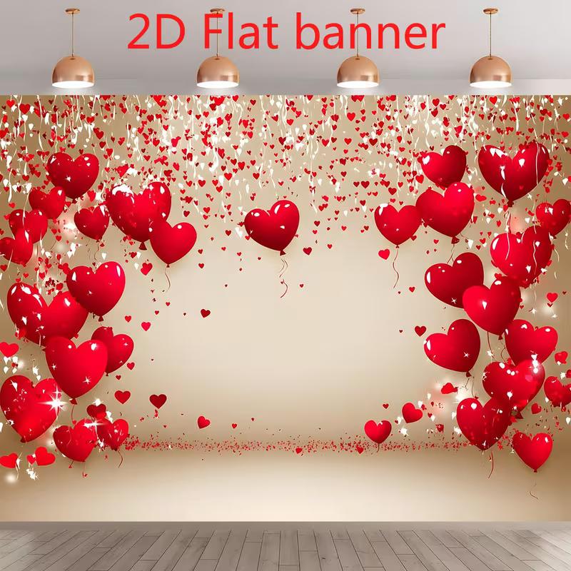 

2D Red Heart Balloon Valentine Backdrop Party Photography Background 47.2x31.5inch/120*80cm