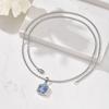 Stainless Steel Square Pendant Necklace Men Long Chain Layered Hip Hop Jewelry Geometric Titanium