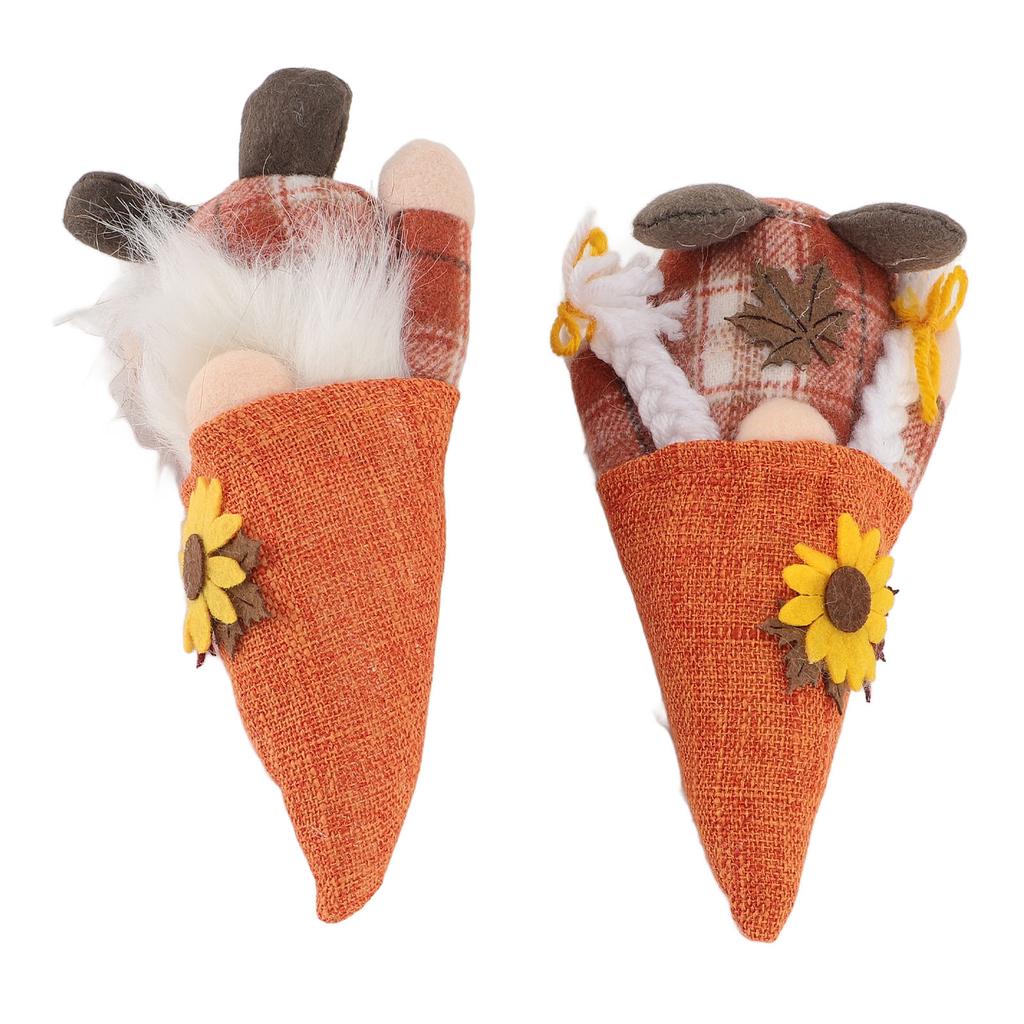 2 Pcs Sunflower Gnomes Decorations Cute Dwarf Figurines Handmade Plush Stuffed Gnomes for Holiday Fe