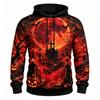 Herre Rød Blodmåne Kirkegård Græskar Flagermus Fuld Print Hættetrøje Halloween Gotisk Langærmet Snoretræk Sweatshirt Til Streetwear