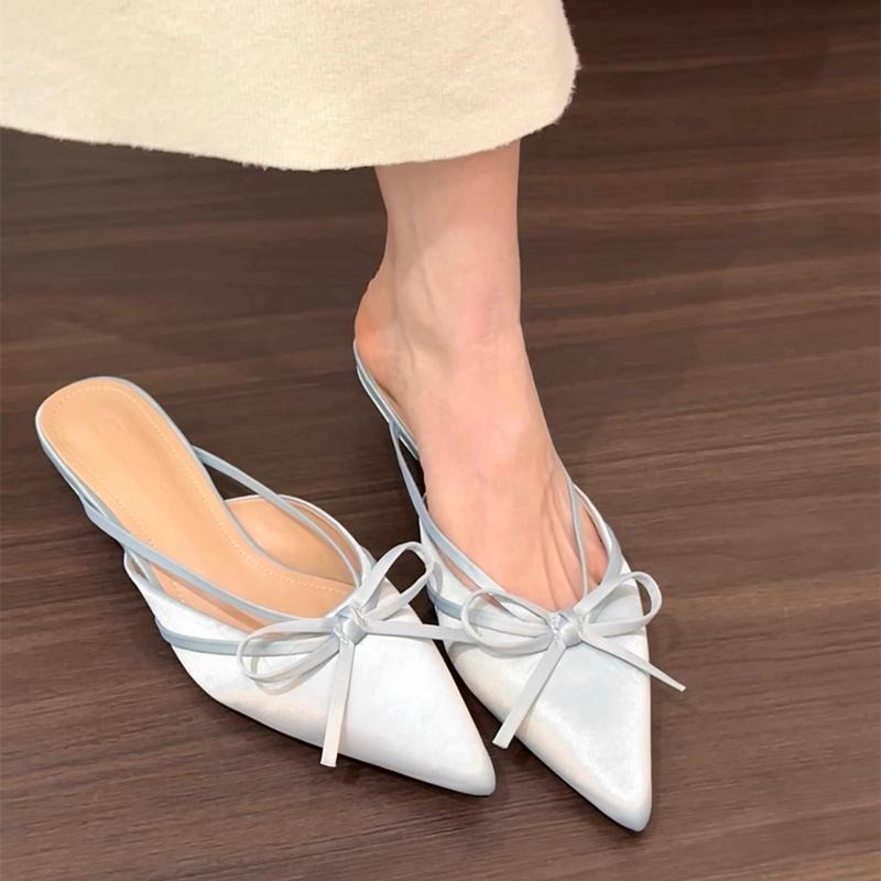 Fashion SUOJIALUN 2025 Spring New Brand Women Mules Shoes Fashion Square Low Heel Outdoor Dress Slides Pointed Toe Slip On Mules Shoes