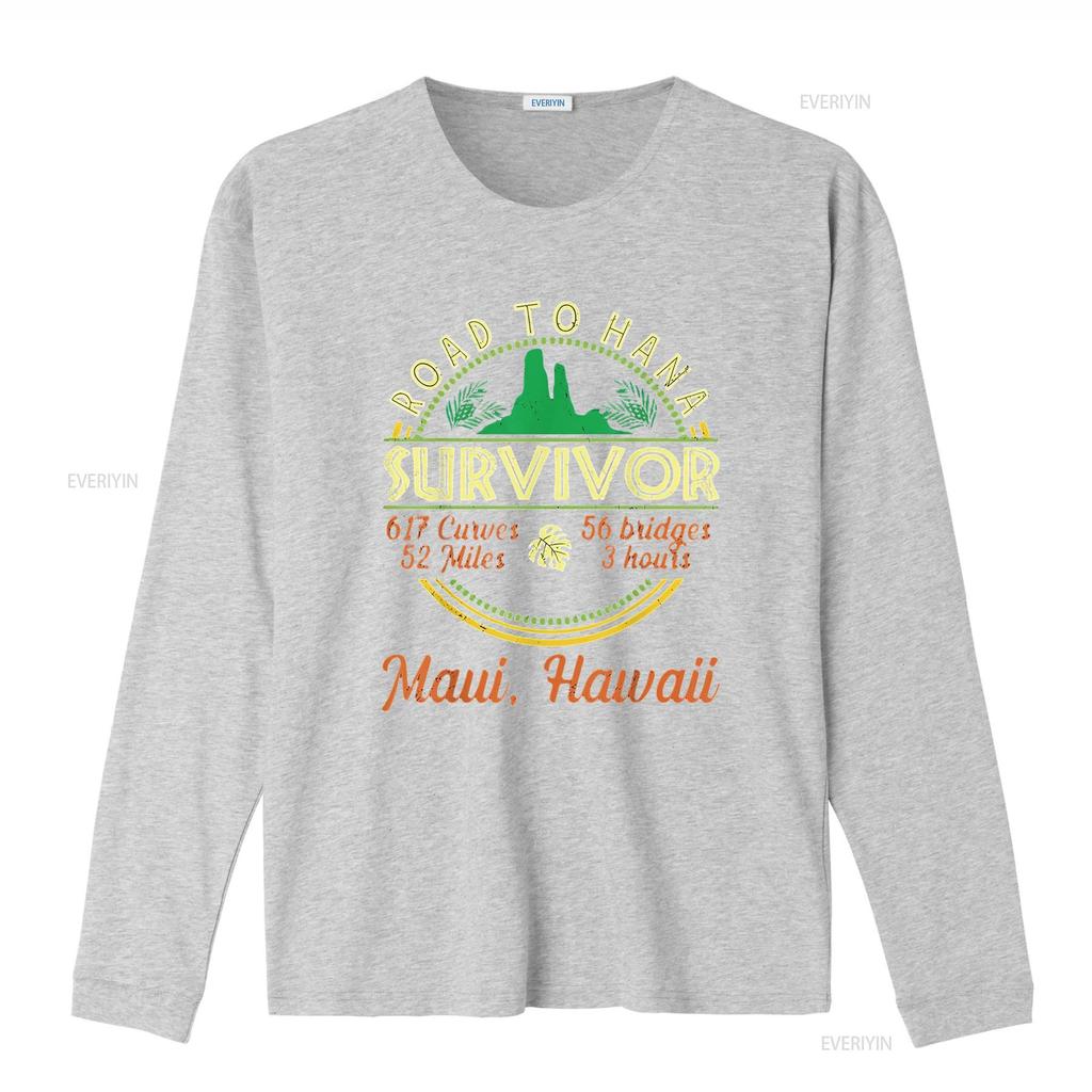 Mens Cool Hawaii Road Trip 2023 Maui To Hana Survivor Retro T Shirt Black vintage Washed Comfortable Stretched Breathable