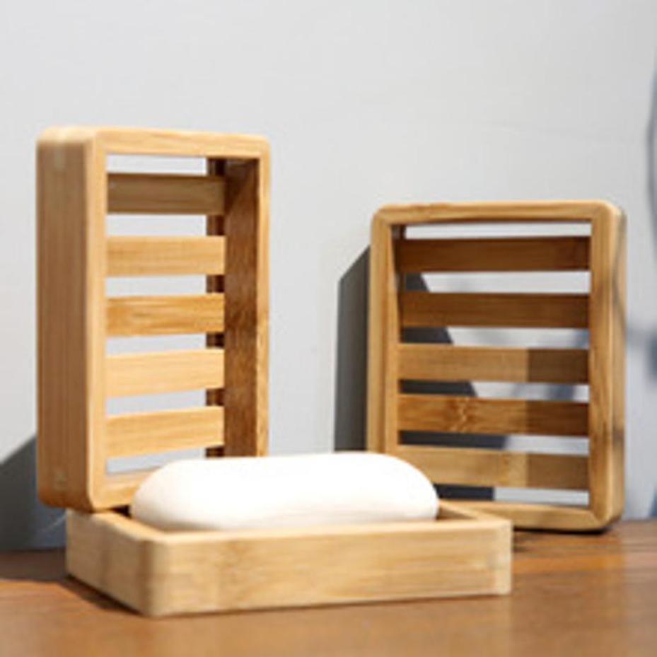 1 Pcs Bamboo Soap Box Japanese Soap Rack Bathroom Family Hotel Bathroom Soap Box Single-layer Draining Wooden Soap Box