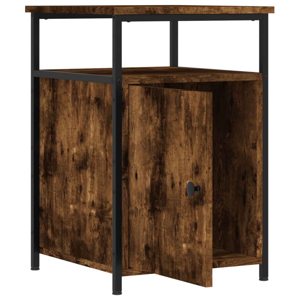 Nightstand Smoked Oak Finish 40 x 42 x 60 cm Engineered Wood