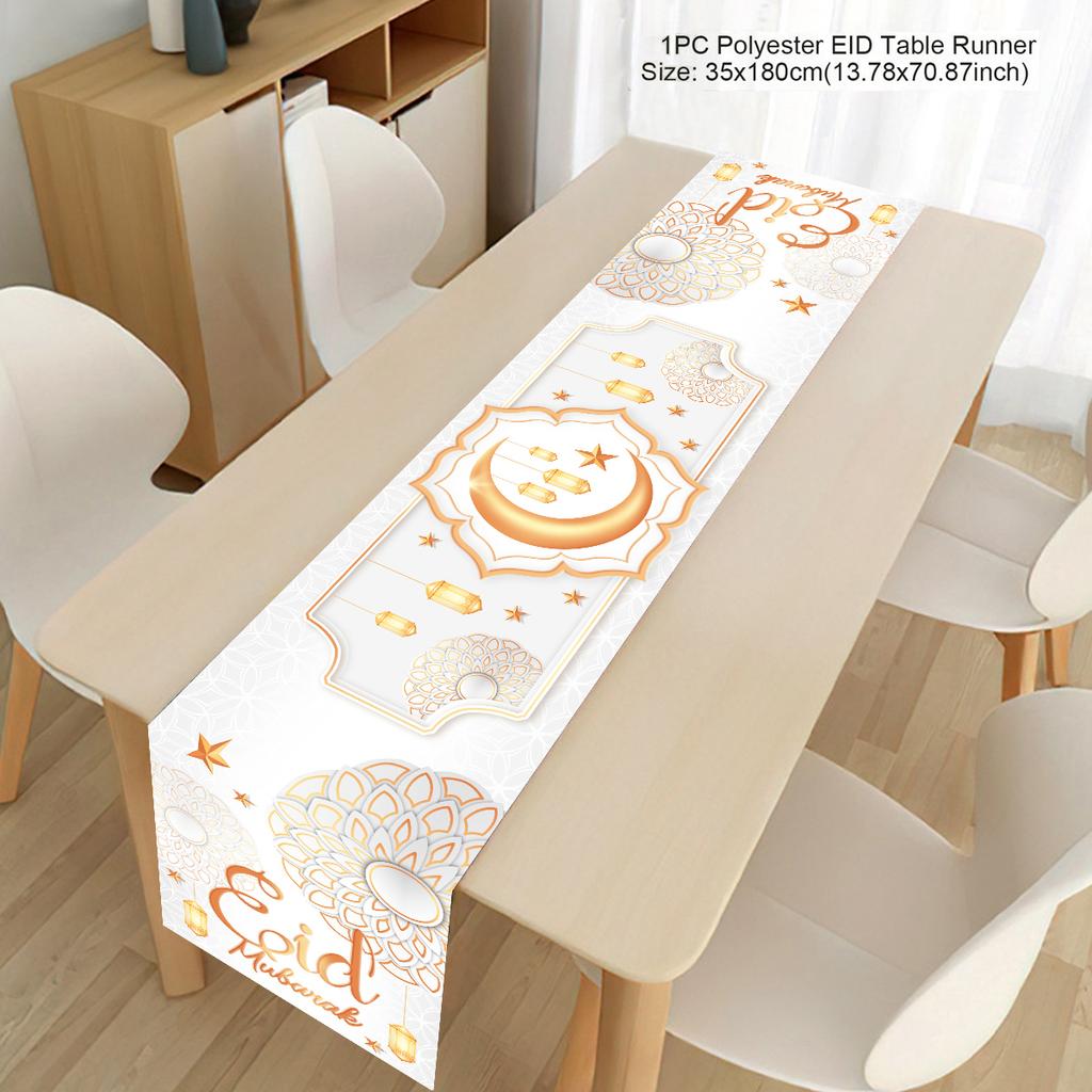 Ramadan Table Runner Eid Mubarak Polyester TableRunner Ramadan Decor for Home 2025 Ramadan Kareem Islamic Muslim Party Supplies